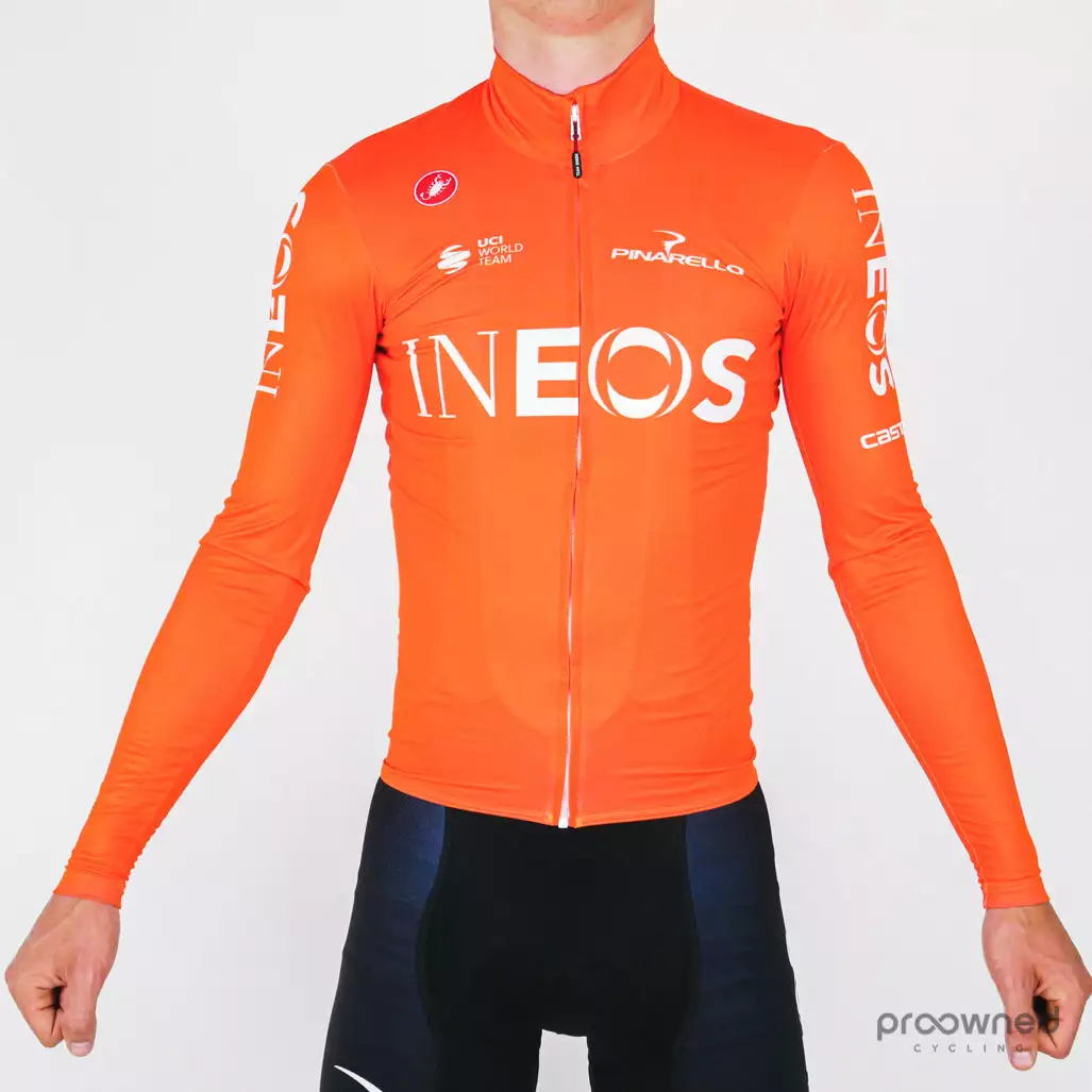 Castelli Mid Weight FZ Long Sleeve Jersey - Orange - Team Ineos 1 Castelli Mid Weight FZ Long Sleeve Jersey - Orange - Team Ineos